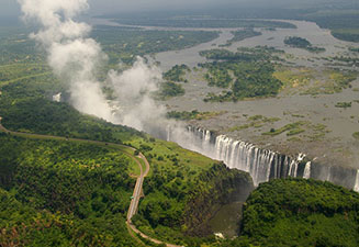 Helicopter flight over the Victoria Falls